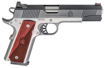 Springfield Armory PX9120L 1911 Ronin 45 ACP 8+1, 5" Stainless Match Grade Steel Barrel, Blued Serrated Carbon Steel Slide, Stainless Steel Frame w/Beavertail, Crossed Cannon Wood Grip, Right Hand