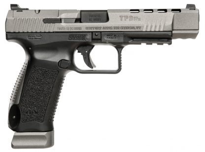 Canik HG3774GN TP9SFx 9mm Luger 20+1, 5.20" Black Nitride Match Grade Barrel, Tungsten Gray Cerakote Optic Ready/Serrated w/Ports Steel Slide, Black Polymer Frame w/Picatinny Rail, Ambidextrous