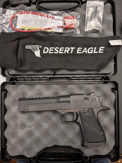 Magnum Research DE50 Desert Eagle Mark XIX 50 AE 7+1, 6" Black Carbon Steel w/Picatinny Rail Barrel, Black Serrated Carbon Steel Slide & Frame w/Beavertail, Black Rubber Grip, Ambidextrous Safety, Right Hand - Image 3