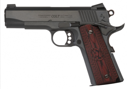 Colt Mfg O4940XE Commander Combat 45 ACP 8+1 4.25" Black Steel Barrel, Blued Serrated Slide & Carbon Steel Frame w/Beavertail, Black Cherry Checkered G10 Grips, Ambidextrous